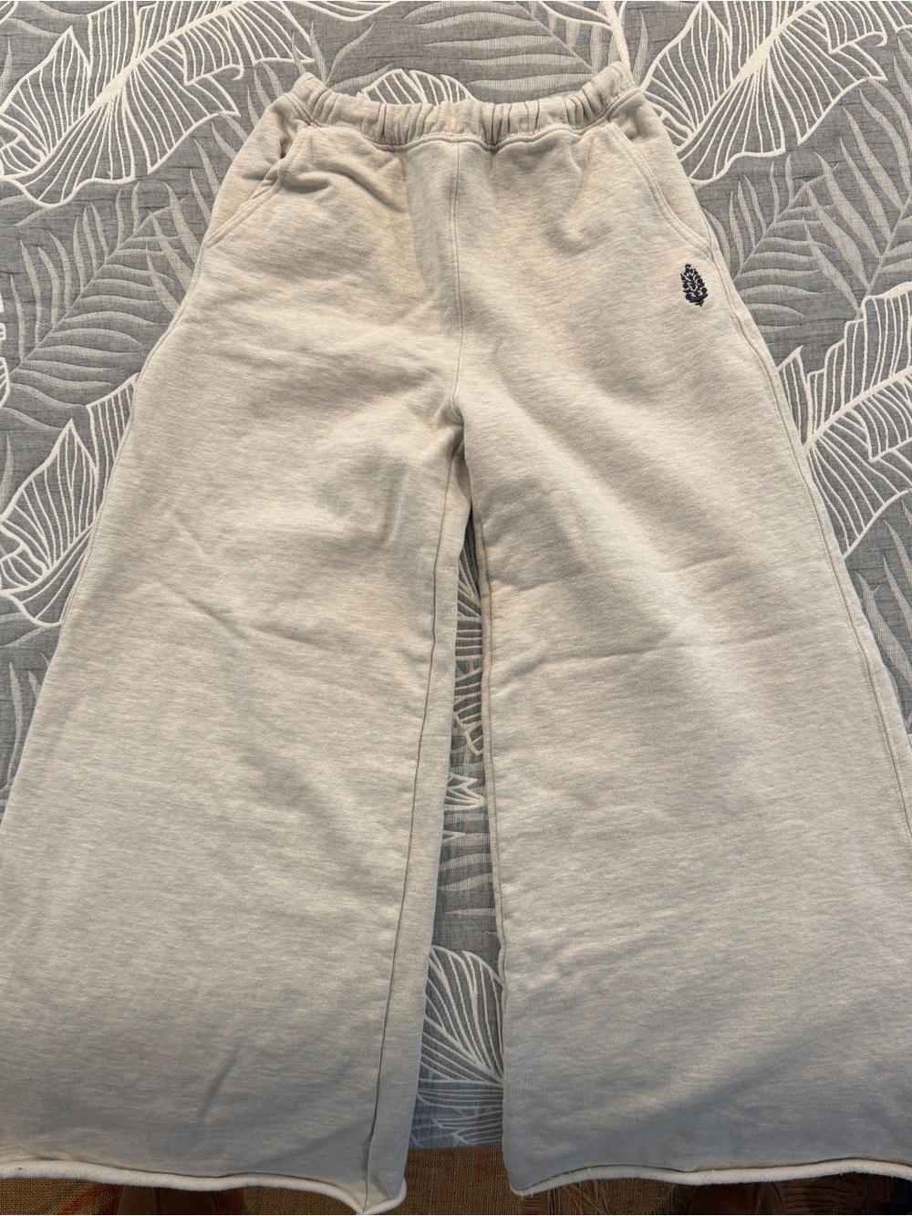 Free People Wide-Leg Sweatpants in Heather Oat